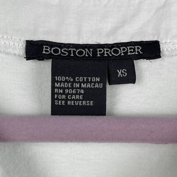 Boston Proper | White Top | Embroidered Tie Blouse | Size XS - Picture 9 of 12